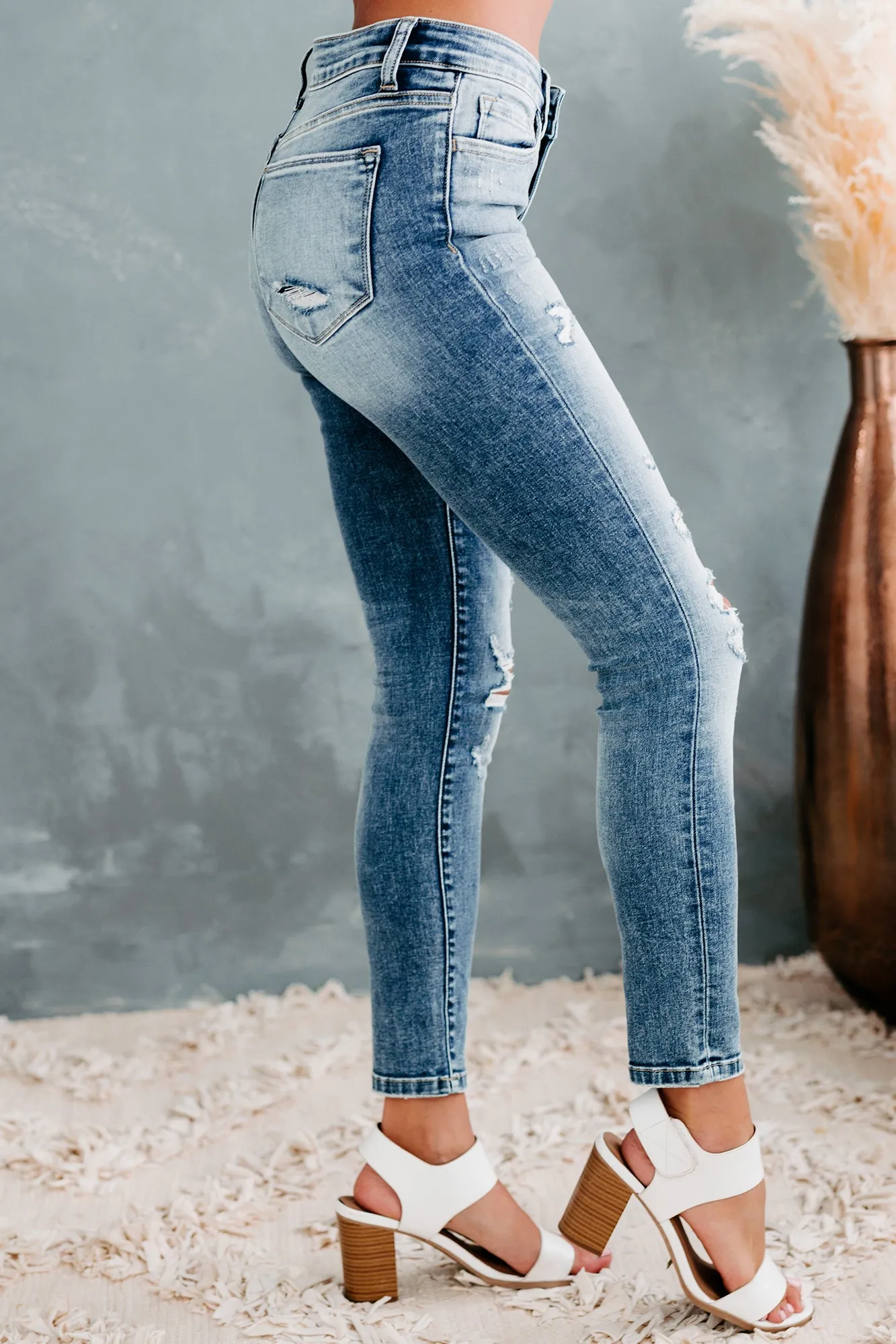 Pricilla Flying Monkey High Rise Distressed Skinny Jeans (Medium Light)