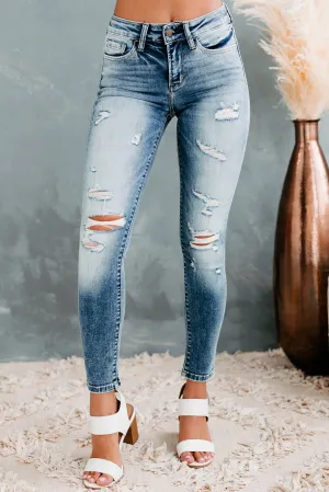 Pricilla Flying Monkey High Rise Distressed Skinny Jeans (Medium Light)