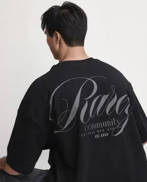 Rare Rabbit Men Rano Black Cotton Fabric Short Sleeve Slip-On Boxy Fit Printed T-Shirt