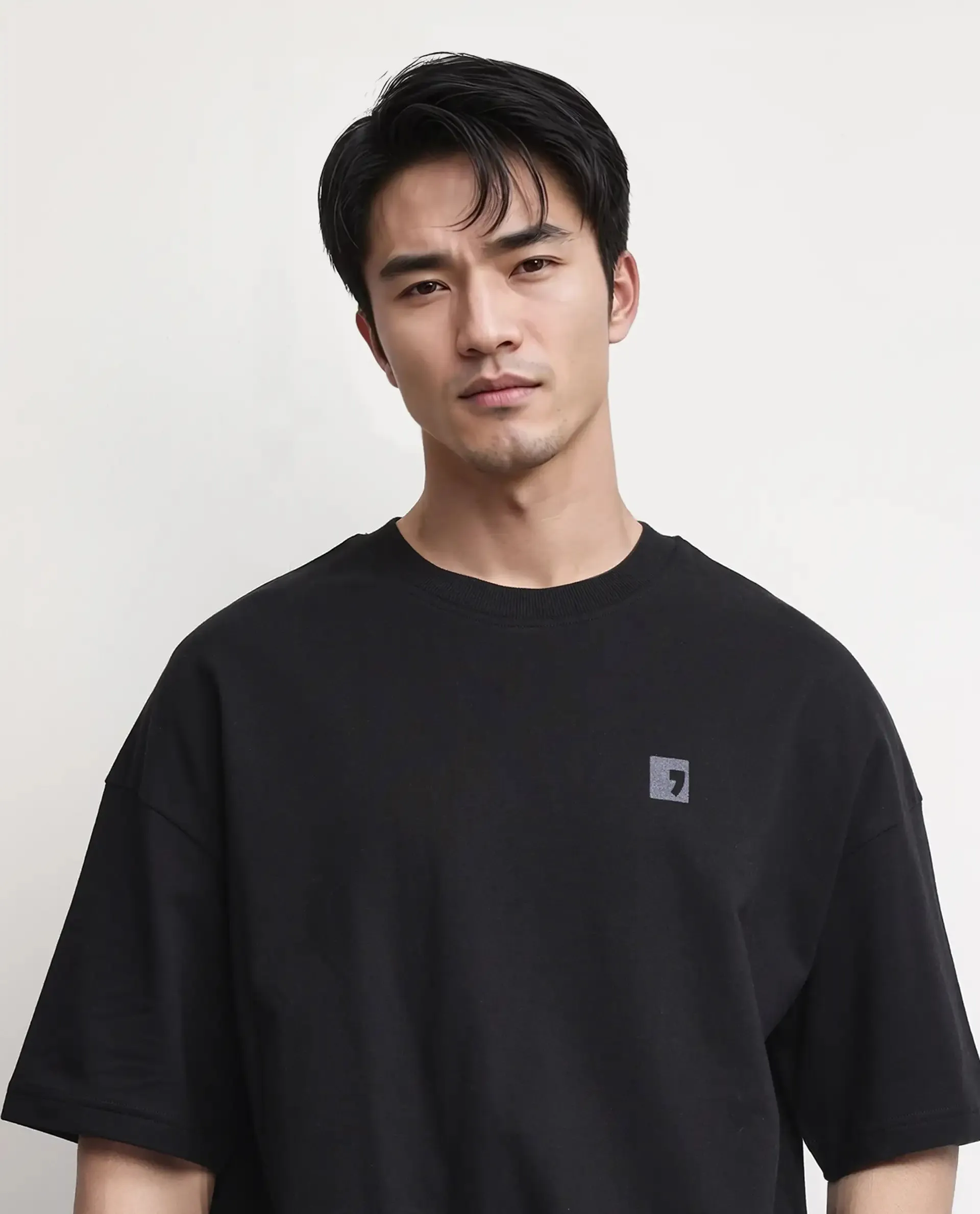 Rare Rabbit Men Rano Black Cotton Fabric Short Sleeve Slip-On Boxy Fit Printed T-Shirt