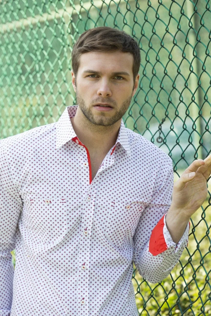 Red Digital Print Shirt With Pockets
