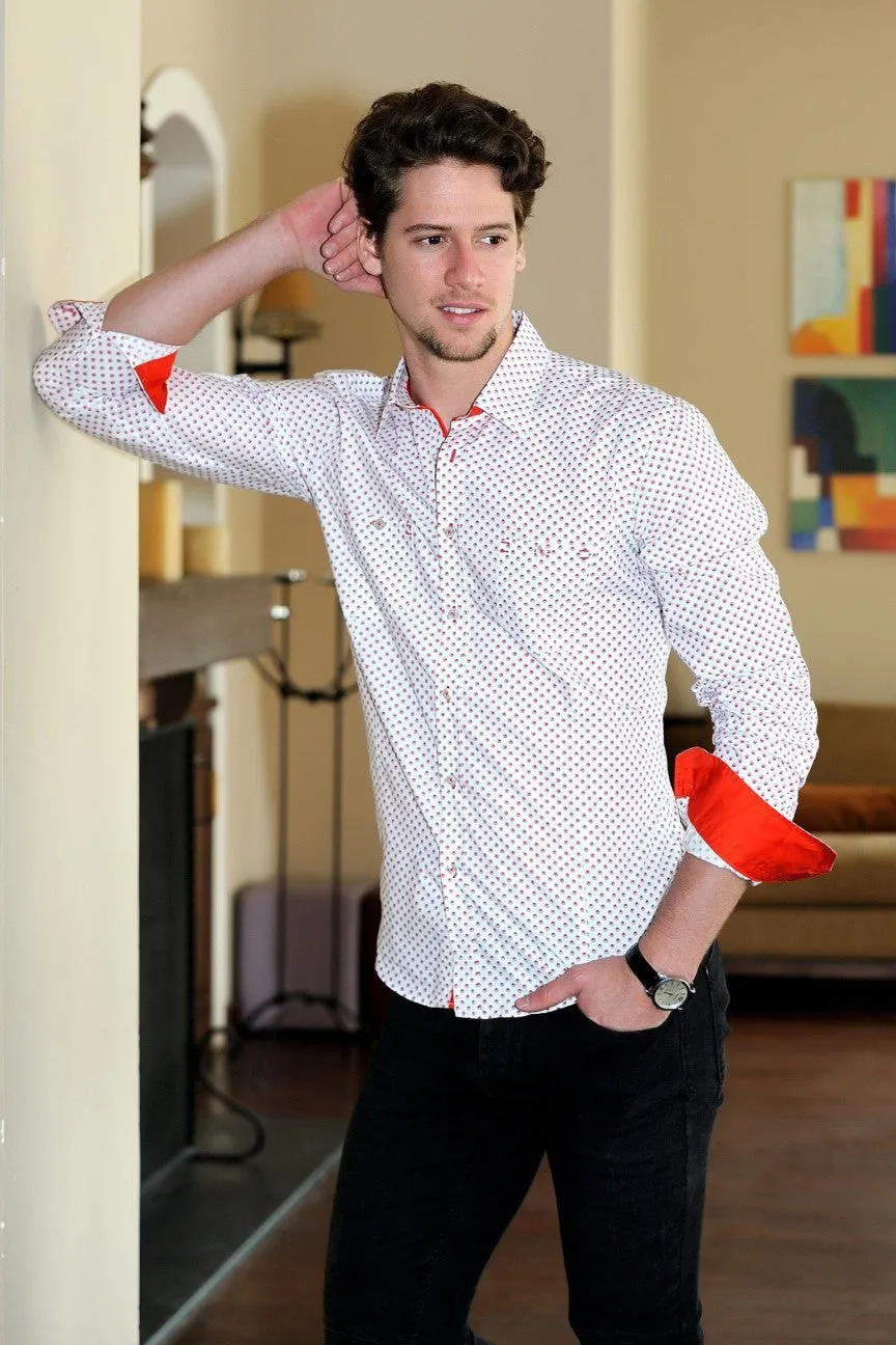 Red Digital Print Shirt With Pockets