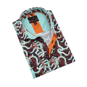 Red Ivy and Mint Serpent Button Down Shirt