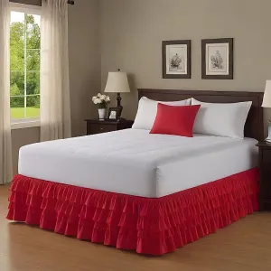 Ruffle Bed Skirt 1Pc Egyptian Cotton 1000TC Red