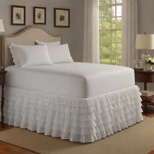 Ruffle Bed Skirt 1Pc Egyptian Cotton 1000TC White