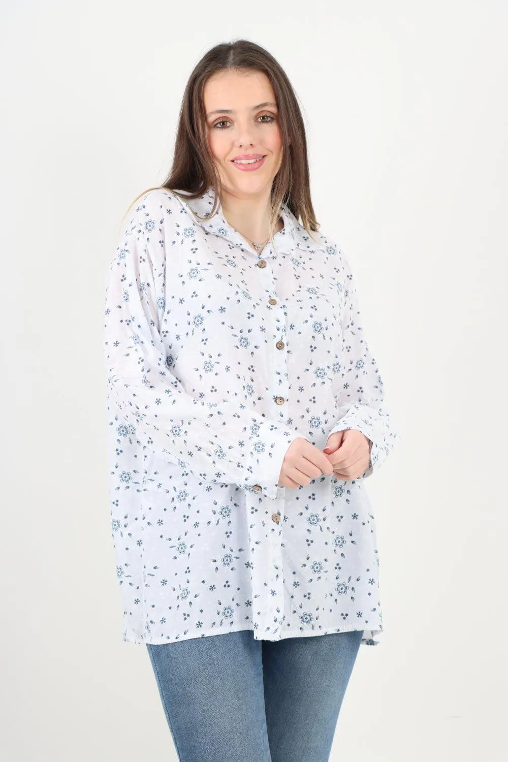 Small Ditsy Floral Print Shirt Top