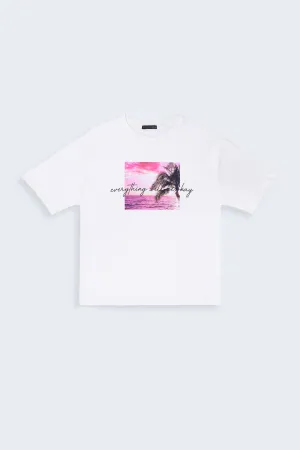 Text Printed Graphic Oversized T-Shirt