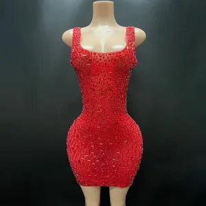 Trend4us Women's Crystal Mesh Cocktail Mini Dress