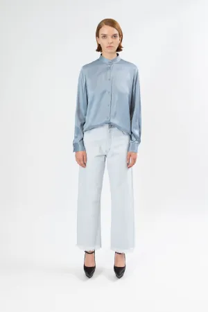 TWIST BACK BUTTON FRONT SHIRT | DUSTY BLUE