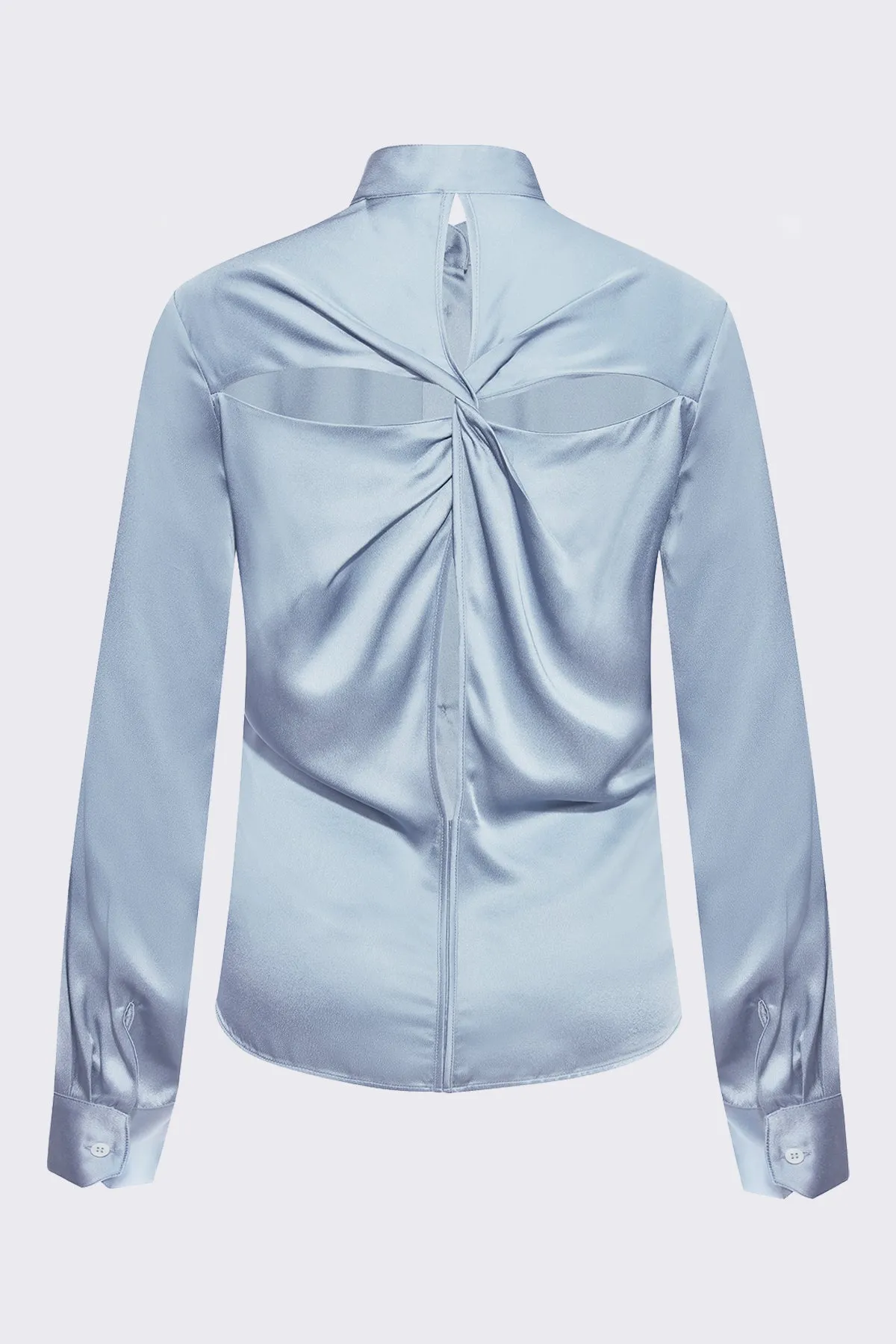 TWIST BACK BUTTON FRONT SHIRT | DUSTY BLUE