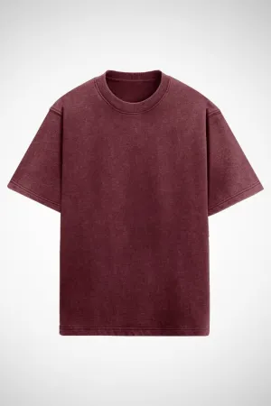 Unisex Acid Wash Oversized Classic T-shirt Maroon