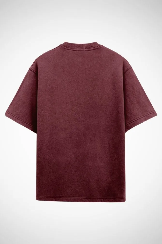 Unisex Acid Wash Oversized Classic T-shirt Maroon