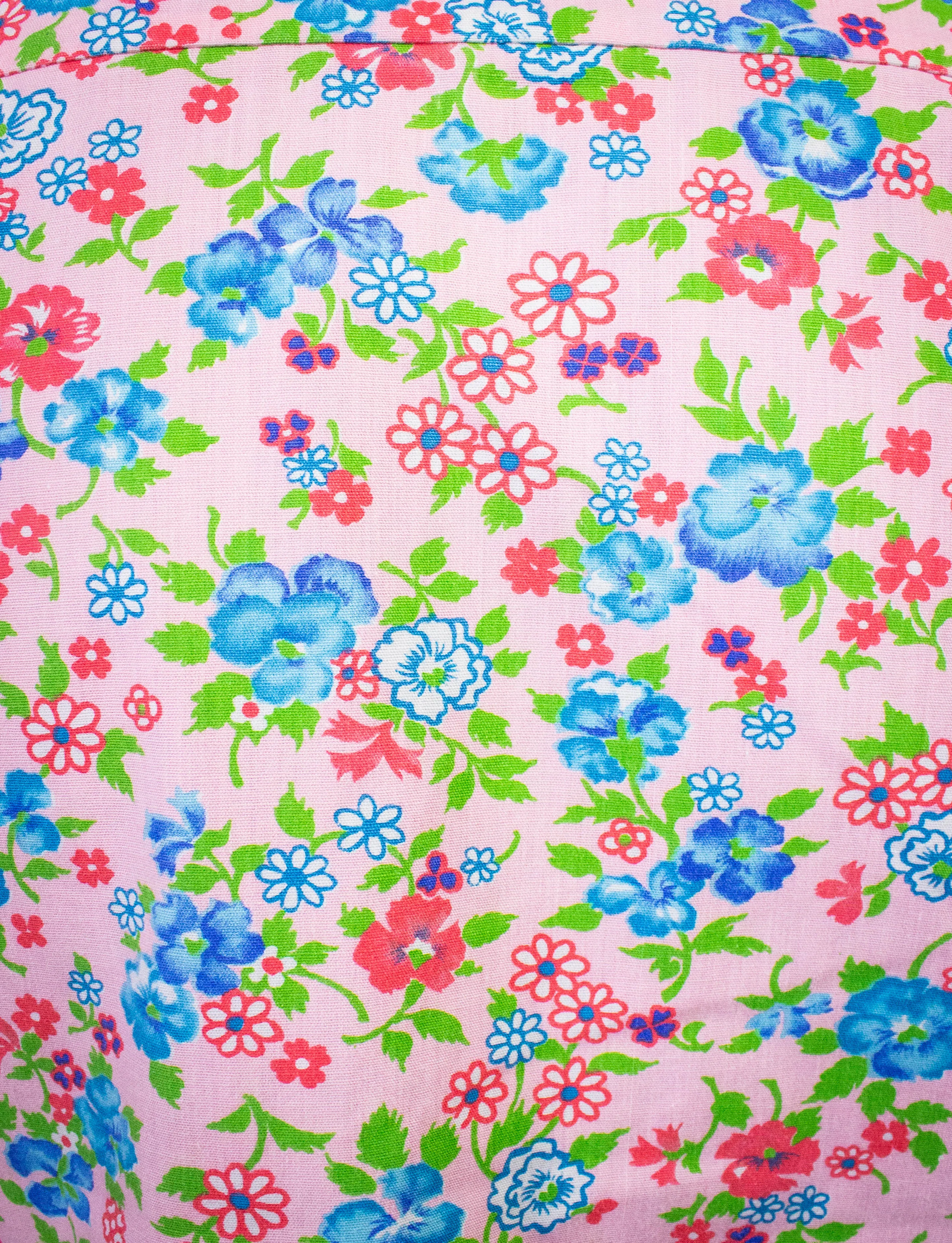 Vintage Mihitabel Floral Button Up Shirt 70s Pink Small