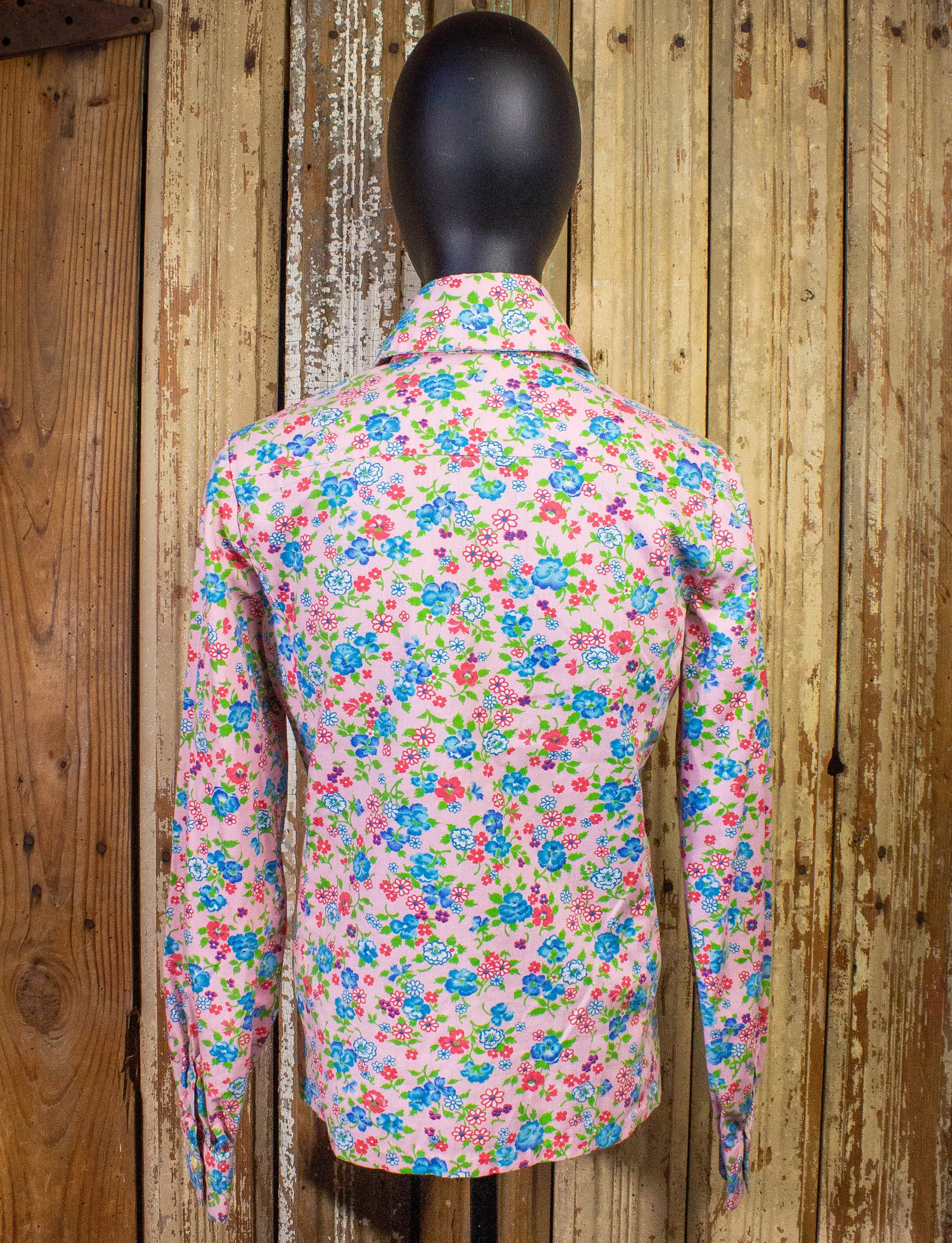 Vintage Mihitabel Floral Button Up Shirt 70s Pink Small
