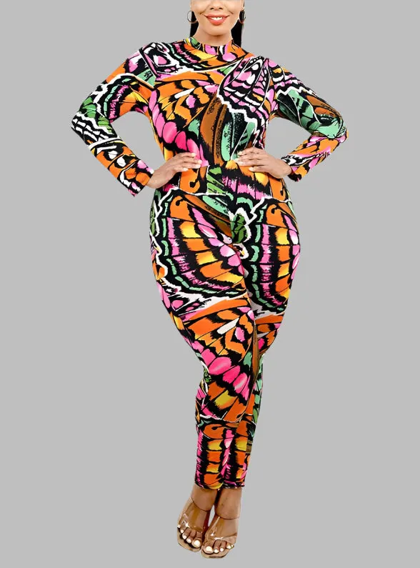 WOMEN "Enchanting Pink Butterfly Design Jumpsuit"