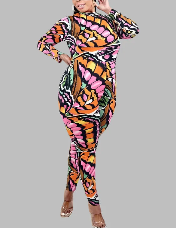 WOMEN "Enchanting Pink Butterfly Design Jumpsuit"