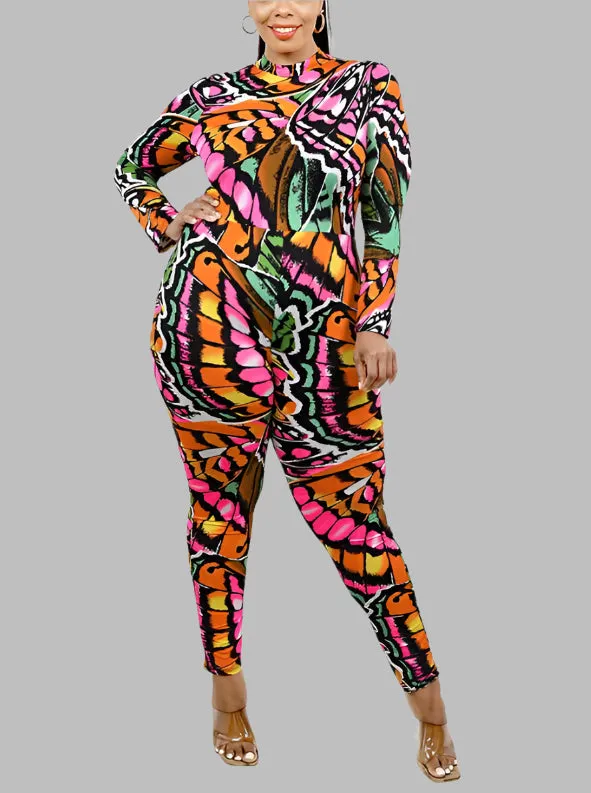 WOMEN "Enchanting Pink Butterfly Design Jumpsuit"