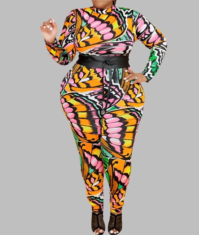 WOMEN "Enchanting Pink Butterfly Design Jumpsuit"